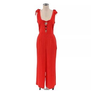 INTERMIX Red Sleeveless Jumpsuit Women’s Silk Brigette Polka Dot Red Wide Leg 4